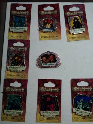 Set Of Pirates Of The Caribbean At Worlds End Opening Day Disney Pin - 8 Pins -