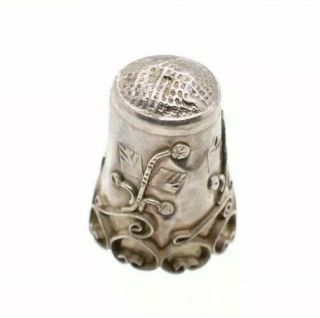 Vintage Mexico Taxco Sterling Silver 925 Thimble Floral Scroll