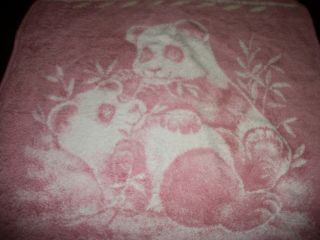 San Marcos Blanket Vtg Pink Panda Cubs Bamboo 51x43 Baby W/tag