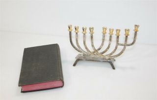 Prayer Book For The Day Of Atonement Hebrew & English With Brass Menorah