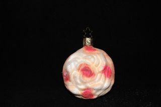Vintage Inge - Glas Hand - Blown Glass Christmas Ornament Germany – Rose - Flower