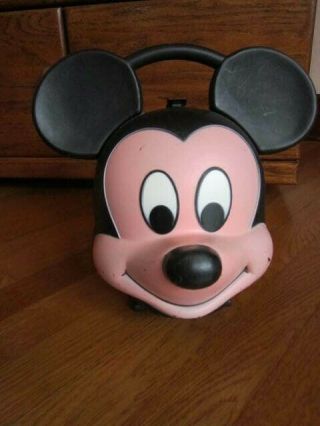 Vintage Disney Mickey Mouse Head Lunch Box By Aladdin (no Thermos)