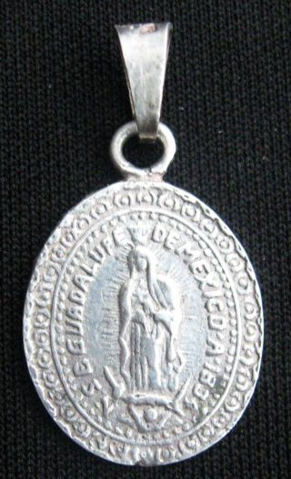 Antique Sterling Silver Catholic Medal Our Lady Of Guadalupe