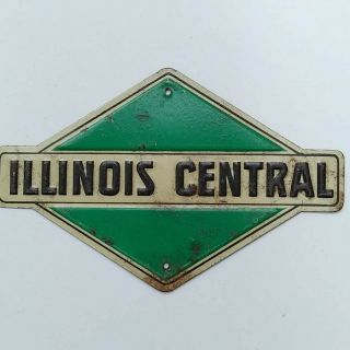 Vintage 1950s Illinois Central Railroad Small Tin Sign Post Cereal Train Metal