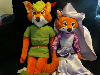 Disney Store Robin Hood & Maid Marian Large 17 " Plush Fox Set Stuffed Dolls Rare