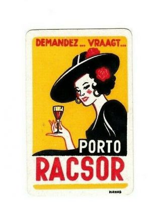 1 Vintage Swap Playing Card Spanish Lady French Poster Porto Racsor Wine Brewery