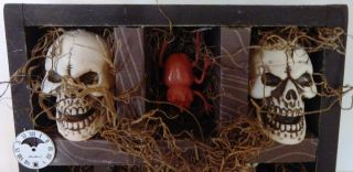 Mixed Media Creepy Shadowbox Skeleton Skulls Halloween & Photo w/ Orb 4