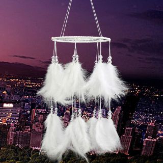 White Feather Dream Catcher With Led Fairy Lights Wall Hanging Ceiling Decor