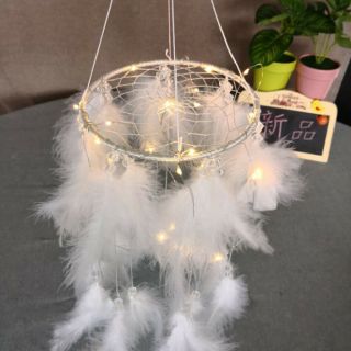 White Feather Dream Catcher with LED Fairy Lights Wall Hanging Ceiling Decor 6