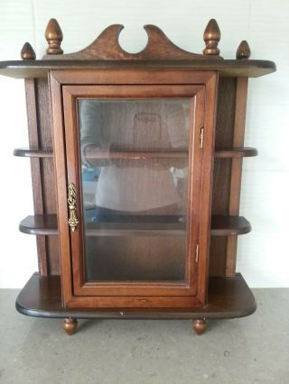Vintage Wood 16 " Curio Cabinet / Display Case - Wall Hanging Or Table Top