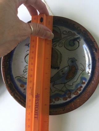 VTG Ken Edwards Mexican Folk Art Pottery - Bird Plate (2) 6 1/2” 5