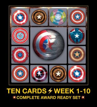 Topps Marvel Collect Digital Trader Wield The Shield Award Ready 1 - 10 Card Set