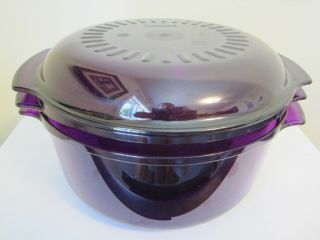 Tupperware Tupperwave Purple 3 Pc Stack Cooker; 3qt Base,  Steamer Insert & Lid