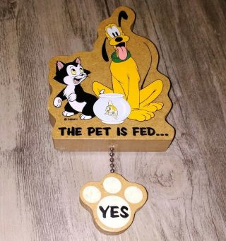 Disney Figaro Pluto Cleo Fridge Magnet The Pet Is Fed Yes No Cat Dog Fish Vtg