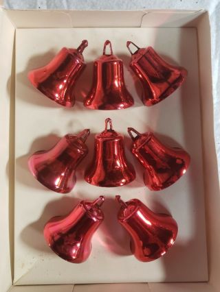Vintage Christmas Tree Ornaments Plastic Bradford Red Bells Unbreakable Usa