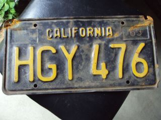 California Car License Plate 1963 - 70 Series Vintage Ca