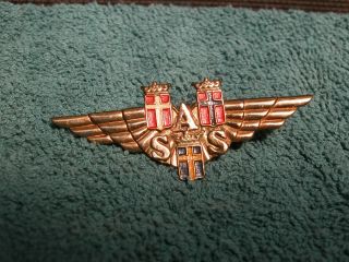 Vintage Scandinavian Airlines Pilot Cap Badge,  Sas
