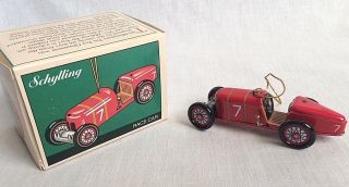 Schylling Tin Litho Red Race Car Christmas Toy Metal Ornament