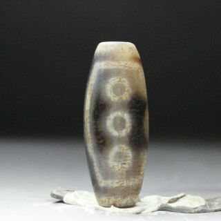 Antique Tibetan Dzi Bead " 7 Eyed " Amulet Pendant From Tibet 16393