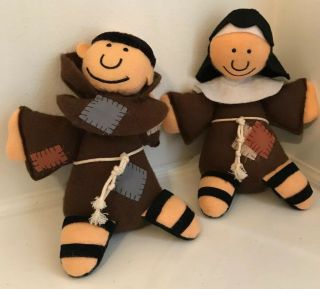 Catholic Sister - Little Clare And Friar - Little Francis Felt Dolls From Fran.  Miss