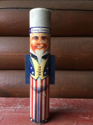 Vintage Cardboard Fanny Farmer Uncle Sam Candy Container 4th Of July Usa