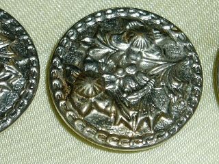 Vintage / Antique Silver Metal Flower And Butterfly Buttons 6/8 " Diameter