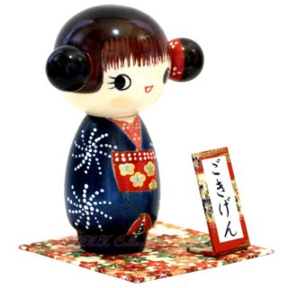 Lovely Japanese Kokeshi Doll Gokigen (happy Girl) By Chie Tamura 087