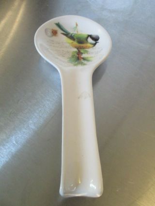 Italian Ceramica Cuore Bird Design Long Handle Spoon Rest Multi - Color Ceramic