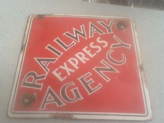 Antique Railway Express Agency Porcelain Sign Rea Railroad Train Old Vintage 8”