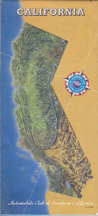 Vintage Aaa - 1978 Automobile Club Of Southern California Road Map