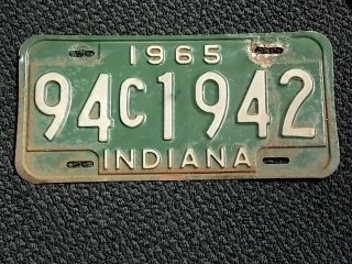 1965 Indiana Plate With 1942 Great For Your 65 Or 1942 Car,  Indiana U.  S.  A