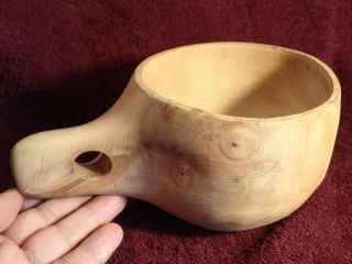 Huge Handmade Vintage Traditional Wood Drinking Cup Kuksa Finland Finnish Sami