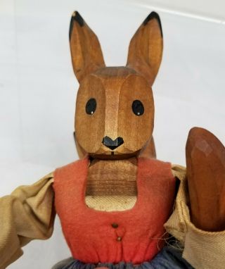 Antique Vintage Carved Rabbit Bunny Wooden Puppets Dolls Animal 6
