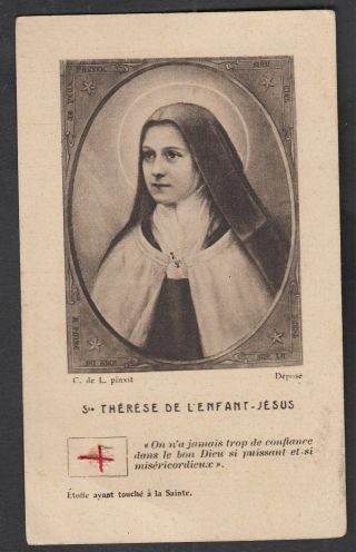 Saint Therese Of Lisieux Vintage Relic Reliquary Religious Holy Card