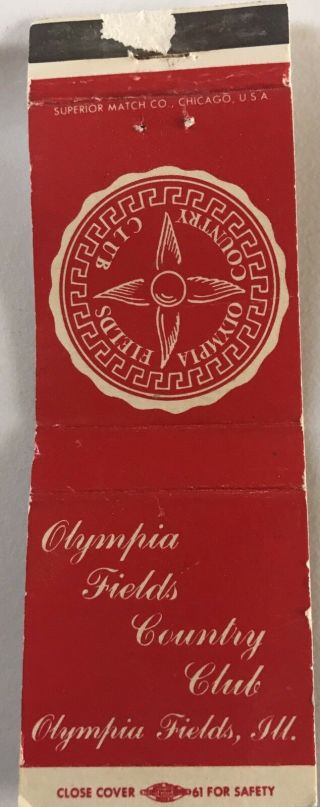 Matchbook Cover Olympia Fields Country Club Olympia Fields Il