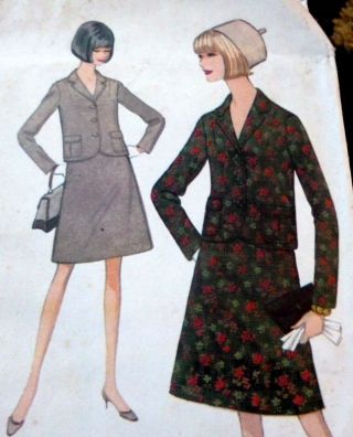 Lovely Vtg 1960s Suit Mccalls Sewing Pattern 14/34 Ff