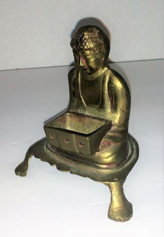 Vintage Brass Buddha Cone Incense Burner Made In India 4.  5 "