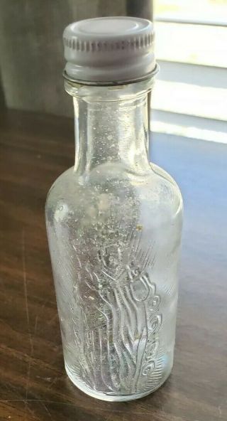 Vintage Holy Water Bottle,  Clear Glass,  St Anne De Beaupre,  Catholic Bottle
