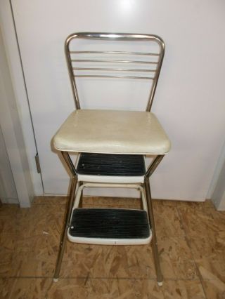 Vintage Mid Century Modern Cosco Kitchen Chair Seat Step Stool