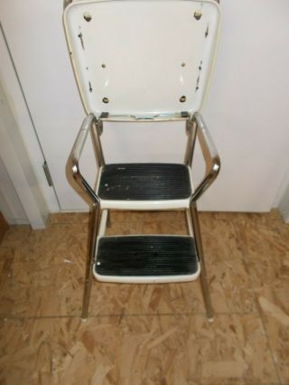 Vintage Mid Century Modern Cosco Kitchen Chair Seat Step Stool 2