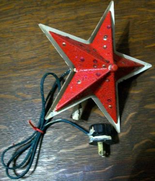 Vintage Antique Lighted Tin Metal Christmas Tree Star Topper