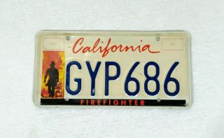 California Firefighter License Plate Gyp686 Ca Tag Fireman