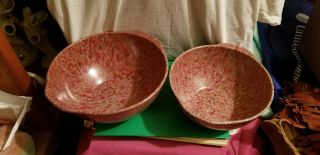 Vintage Confetti Mixing Bowl Set Of 2 With Handle Grips Unmarked