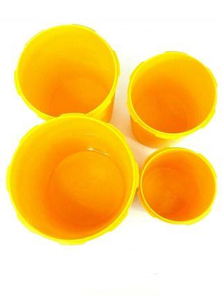Set of 4 Vintage Light Orange Tupperware Nesting Canisters Servalier Lids 6