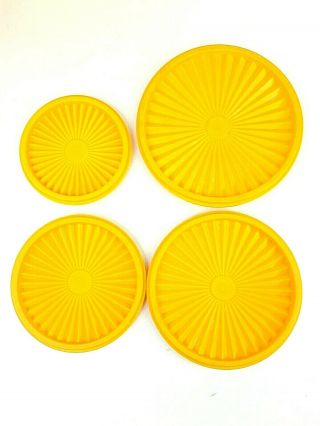 Set of 4 Vintage Light Orange Tupperware Nesting Canisters Servalier Lids 7