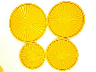 Set of 4 Vintage Light Orange Tupperware Nesting Canisters Servalier Lids 8
