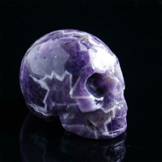 2 " Natural Dreamy Purple Amethyst Crystal Skull Healing Statue Gemstone 1pcs