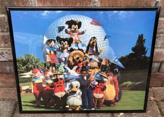 Walt Disney World 16x20 Vintage Poster Magic Kingdom Epcot Mickey Minnie Framed