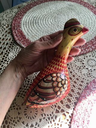 Vintage Tonala Mexico - Colorful Folk Art - Bird Grouse / Quail - Artist Signed