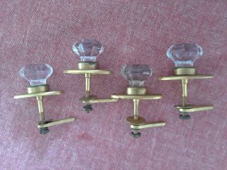 Vintage Clear Glass Latching Cabinet Knobs.  Set Of 4.